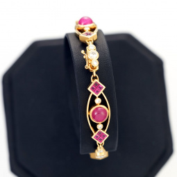 Ruby Diamond Bracelet | Deep Red Rubies & Quality One Diamonds in 18K Yellow Gold